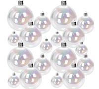 CAKEEYUM 18 PCS/Set Clear Ornament Balls 4-Size Electroplated Plastic Iridescent Ornaments with Hanging Rings for Christmas Birthday Decorations Clear Ornament Balls, Plastic Ornaments, Iridescent