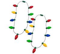CAKEEYUM 2Pcs Light up Necklaces Colorful 9 LED Bulbs Christmas Necklace with 3 Flash Modes Christmas Decorations for Xmas Party Favor Supplies Light Necklace, up, Ligh