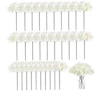 CAKEEYUM 30Pcs White Hydrangea Artificial Flowers 15 Inch Long Realistic Silk Hydrangea Flowers with Stems for Wedding Centerpieces Home Garden Party Decoration Hydrangeas Artificial Hydran