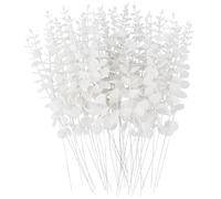 CAKEEYUM 36 Pcs White Eucalyptus Stems Artificial Eucalyptus Leaves Decor Branches Fake With Fake Leaves White Branches For Deco 15 Inch Faux Stem For Vase Wedding Bouquet