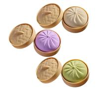 CAKEEYUM 3PCS Giant Dumpling Squish 3.9x2.2 inch Dumplings Stress Ball with Steam Basket Stress Relief Toy for Sensory Play and Fidget Fun Purple + White + Green Giant Dumpling Squish, Dumplings Ba