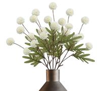 CAKEEYUM 5Pcs Faux Mums 20 Inch White Silk Flowers Stems with 5 Pom Pom Balls, Small Chrysanthemum Flowers, Faux White Mums for Aesthetic Room Decor, Floral Arrangements Centerpiece S