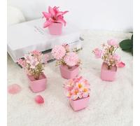 CAKEEYUM 5Pcs Mini Flower Vase, Realistic Mini Potted Plants, Plastic Artificial Potted Flowers for Party Office Farmhouse Flower Vase, Plants, Artificial Flowers, F