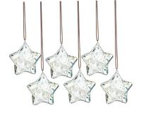 CAKEEYUM 6PCS Glass Christmas Ornaments Hanging Clear Five-Pointed Star Christmas Ornaments for Xmas Tree Winter Holiday Party Supplies Glass, Set, Tree, C