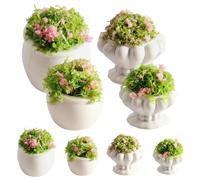 CAKEEYUM 8Pcs Miniature Plants for Dollhouse - Realistic Tiny Green Plants Set with Planter Pots, Perfect 1:12 Scale Mini Plant for Dollhouse Decor and Fairy Gardens, Miniature, Dollho