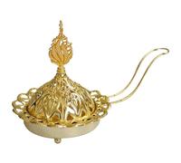 CAKEEYUM Arabian Incense Burner Frankincense Charcoal Incense Stand Ideal for Aromatherapy Yoga and Spa Home and Christian Church Censer (Gold)