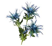 CAKEEYUM Artificial Eryngium Thistles Bunch Simulation Flowers Plants 3-Fork for Home Decor Centerpieces Light Blue 1PCArtificial Eryngium Simulation Realistic Props