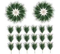 CAKEEYUM Artificial Green Pine Needles Branches-Small Pine Twigs Stems Picks-Fake Greenery Picks for Christmas Garland Wreath Embellishing and Home Holiday Garden Decoration (60pcs) Needles, Artifi