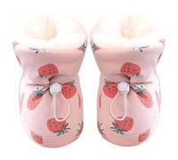 CAKEEYUM Baby Winter Boots Warm Fur Baby Girl Boots with Drawstring Soft Sole Skin-friendly Winter Shoes Cute Strawberry First Walking Shoes for 6-9 Months Girls Boys M, Girl