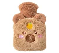 CAKEEYUM Capybara Hot Water Bottle with Pockets 500ml Soft Cute Hot Water Bottle with Removable Cover for Adults Kids Home School Office Capybara, Cute