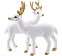 CAKEEYUM Christmas Animal Figures 2Pcs 5.91x5.91 inch White Reindeer Simulation Realistic Standing Deer Decoration for Xmas Home Party Favors Supplies Animal Figures, Christmas Reindeer, White