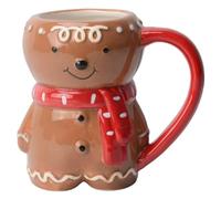 CAKEEYUM Christmas Mugs 350ml Cute Gingerbread Man Ceramic Coffee Mug with Handle Gingerbread Decor for Tea Cocoa Hot Drinks Brown Christmas Mug, Decorations, Cups, Chr