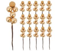 CAKEEYUM Christmas Picks 16PCS 3.5 Inch Artificial Gold Christmas Tree Picks Foam Glitter Berry Stems for Xmas Garland Wreath