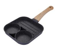 CAKEEYUM Divided Pan 3-Section Nonstick Breakfast Skillet for Eggs Pancakes & Bacon 8.7x8.7 Inch Square Griddle Pan