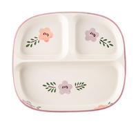 CAKEEYUM Divided Plates with 3 Compartment 8.3x7.3x1 Square Floral Pattern Ceramic Portion Control Plates for Adults & Kids Home School Kindergarten Divided, with Dividers, Compartmen