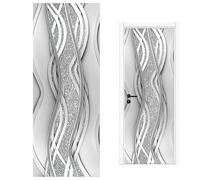 CAKEEYUM Door Poster 1 Set Modern Minimalist Wavy Pattern Door Sticker Self-adhesive Peel and Stick Cover Waterproof Dirt-Proof PVC Cover for Home Office Hotel S Sticker Poster Do