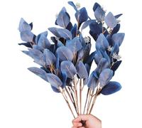 CAKEEYUM Faux Eucalyptus Stems, 6PCS 20 Inch Artificial Eucalyptus Stems with Leaves and Berries, Reusable Leaves Artificial for Vase Filling Home Wedding Party Decor, Blue Faux