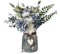 CAKEEYUM Faux Flowers in Vase 6.3 Inch Exquisite Vase with Artificial Flowers and Rope Easy to Clean Artificial in for Table Centerpiece Living Room Decor in