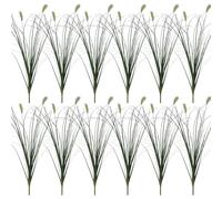 CAKEEYUM Faux Grass Plant, 12PCS 17 Inch Green Cattails Artificial Tall Grass Shrubs, Pvc Artificial Wheat, Reusable Decorative Plants Outdoor for Home Office Deocr Faux Plant
