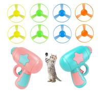 CAKEEYUM Flying Disc Launcher for Cat 10Pcs/Set Cute Colorful Interactive Cats Chasing Saucer Shooter Toy for Indoor Outdoor Training Flying Disc Toy Launcher Shoo