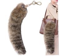 CAKEEYUM Fox Tail Keychain, 12 Inch Soft Furry Fox Tail, Realistic Color, Stylish Tassel Pendant Keychain for Costumes, Bags, and Daily Wear Style 2 Therian, Furry, Fa