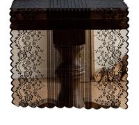 CAKEEYUM Lace Table Runner 18x47'' Elegant Hollow Black Lace Table Runner with Curved Edges Easy Care Runners for Tables with Long Drooping for Cabinet Bed