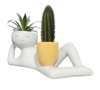 CAKEEYUM Lazy Guy Planter Pot, 10 Inch Lying Down Figure Funny Plant Pots, Decorative Resin Succulent Planter for Succulents Cactus Home Garden, Unique Cactus Plant Lover Gift