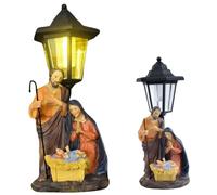 CAKEEYUM Lighted Nativity Scene Outdoor Solar Holy Family Nativity Set Christmas Lights Resin Catholic Yard Statues for Garden Christmas Decor Solar Lights Outdoor, Nativ