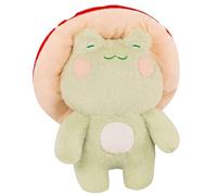 CAKEEYUM Mushroom Frog 16.5in Cute Frog Plush with Red Mushroom Hat Stuffed Animal Super Soft Throw Pillow for Bedroom Decor Kawaii Present