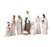 CAKEEYUM Nativity Set(8Pcs) Modern White Resin Nativity Scene Figurines Ornaments Religious Tabletop Xmas Collectibles for Holiday Decorations Set, Indoor, Sets & Figures, Na