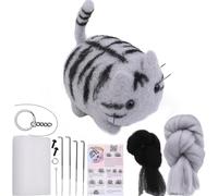 CAKEEYUM Needle Felting Kit Animals Needle Felting Kits for Beginners Cute Cat DIY Wool and Needles Set with Instruction for Craft Project Kit Kits