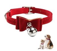 CAKEEYUM Pet Collar with Bow Knot Bell Cat Collar Kitten Adjustable Velvet Bow Tie Safety Elastic Bowtie Bell Red Tie Pet, Cat, Dog, Velvet