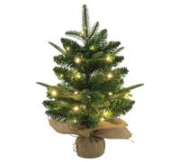 CAKEEYUM Pre-lit Mini Christmas Tree 17.7in Artificial Tabletop Christmas Tree with LED Lights & Burlap Base for Table Desk Home Decor