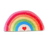 CAKEEYUM Rainbow Bath Mat, Half Round Soft Absorbent Bath Mat, Non-Slip Bathroom Floor, Washable Round Shower for Bathroom Kitchen Bedroom