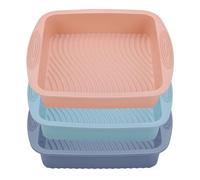 CAKEEYUM Rectangle Cake Tin Silicone Loaf Tin 3 Pcs/Set Silicone Baking Pan Heat Resistant Square Baking Pan Easy Release Bread Loaf Food Grade Cake for Oven, Microwave, Freezer