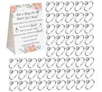 CAKEEYUM Ring Game Bridal Shower - Put a Ring on It Bridal Shower Game with 60 Metal Rings & Elegant Instruction Sign for Wedding Party Engagement Party Fun , Rings for Show