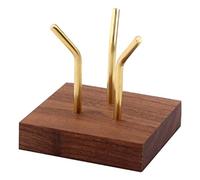 CAKEEYUM Rock Display Stand, 2.4x2.4x2.4 inch Metal Crystal Display Stand with Wooden Pedestal Base for Coral Quartz Fossil Pieces Gifts Rock, Crystal, Sphere, W