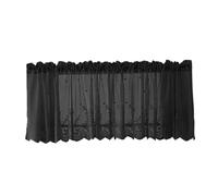 CAKEEYUM Sheer Valance Curtain Kitchen Window Short Lace Curtains Floral Pocket Top Tulle Black 130x41CM short lace curtains sheer valance curtain transparent drapery kitchen window floral shee
