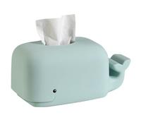 CAKEEYUM Tissue Box Cover, Whale-Shaped Tissue Box Cover, Large Capacity Holder with Detachable Bottom, Light Blue Silicone Holder for Home, Office, Apartment