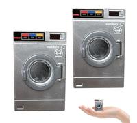 CAKEEYUM Toy Washing Machine 2PCS 1:12 Scale Miniature Openable Lid Kids Washing Machine Realistic Play Washer and Dryer for 1/12 Doll House Toy Kids Mini