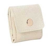 CAKEEYUM Travel Jewelry Pouch Foldable Leather Mini Jewelry Travel Case Protective Organizer for Earrings Rings Necklaces Beige Small Case, Mini Bag, C