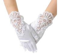 CAKEEYUM Wedding Flower Girls Gloves Bridesmaid Child Short Satin Gloves Fancy Costume Princess for Communion White Girls 1-33 Years Old white, lace, fancy dress