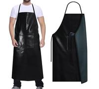 cakefly Waterproof Aprons with Pocket 40" PVC Heavy Duty Work Aprons Chemical Acid Stain Oil Resistant Apron for Men Women Black Professional Apron for Kitchen Butcher Chef Pet Shop