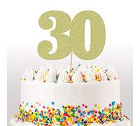 Cakeshop 30th Birthday Glitter Cake Topper, Age 30 Cake Topper Decoration, 30th Anniversary - Double Sided 400gsm Glitter Card, Choice 14 of Colours and Loads of Styles (Champagne)