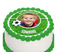 Cakeshop 6" (155 x 155mm) Round Football Pitch Photo Upload Custom Personalised Edible Photo Cake Toppers Decorations - Precut Premium Icing Paper