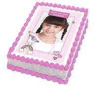 Cakeshop 6 x 9" (155 x 232mm) Portrait Rectangle Happy Birthday Unicorn Photo Upload Custom Personalised Edible Photo Cake Toppers Decorations - Precut Premium Icing Paper
