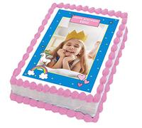 Cakeshop 6 x 9" (155 x 232mm) Portrait Rectangle Happy Birthday Unicorn Photo Upload Custom Personalised Edible Photo Cake Toppers Decorations - Precut Premium Icing Paper