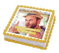 Cakeshop 7" (155 x 155mm) Square Happy Birthday Celebration Photo Upload Custom Personalised Edible Photo Cake Toppers Decorations - Precut Premium Icing Paper