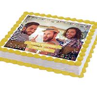 Cakeshop 9 x 6" (232 x 155mm) Landscape Rectangle Happy Birthday Celebration Photo Upload Custom Personalised Edible Photo Cake Toppers Decorations - Precut Premium Icing Paper