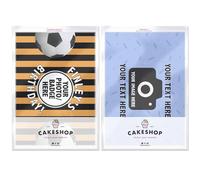 Cakeshop Black & Orange Football Team Theme Birthday Edible Burn Away Edible Cake Topper Pack | 1 x Icing sheet & 1 x Wafer Sheet | Personalise With Your Custom Image & Text | Multiple Shapes & Sizes